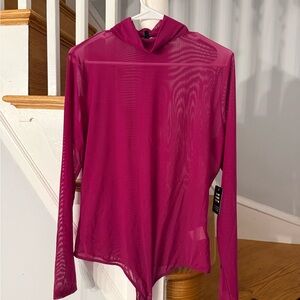 Express Vibrant Pink Sheer Top